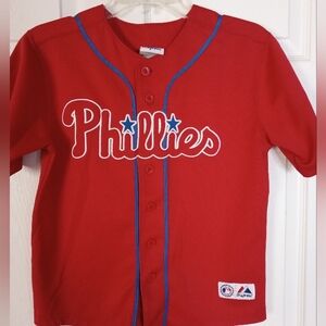 Kids Red Phillies Baseball Jersey